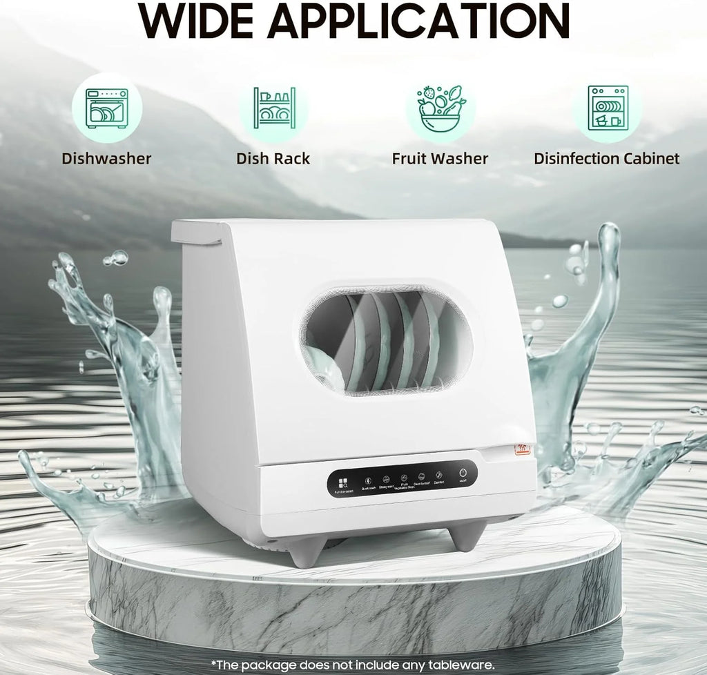 Mini Countertop Dishwasher, 1200W Portable Dishwasher, 5 Washing Progra, 360�� Rotating Deep, Cleaning Tabletop Dishwasher, Mini Dishwasher for Houses, Dorms, Offices, RV