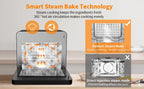 KOFUN Steam Air Fryer Toast Oven Combo, 26 QT Steam Convection Oven Countertop, 50 Cooking Presets, with 6 Slice Toast, 12" Pizza, Black Stainless Steel