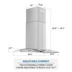 "Joeaonz 30"" Island Mount Range Hood, Stainless Steel, LED Bulbs, Easy-Clean Filters, 120V"
