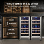 Yeego 30" Wine and Beverage Refrigerator,Two 15" Wine and Beverage Cooler Under Counter or Freestanding, Hold 33 Bottles and 80 Cans(Two Pack)