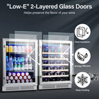 Yeego 30" Wine and Beverage Refrigerator,Two 15" Wine and Beverage Cooler Under Counter or Freestanding, Hold 33 Bottles and 80 Cans(Two Pack)