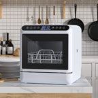 Happydeer Mini Dishwasher with a Built-in 5L Water Tank, No Hookup Needed, 2-Tier Rack, 3-Spray Arm, Air-Dry Function, Automatic Smart Portable Countertop Dishwasher