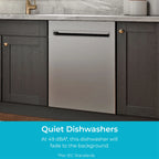 Kenmore 02214639 24" Built-in Stainless Steel Tub Dishwasher, Removeable 3rd Rack, SmartWash, Black