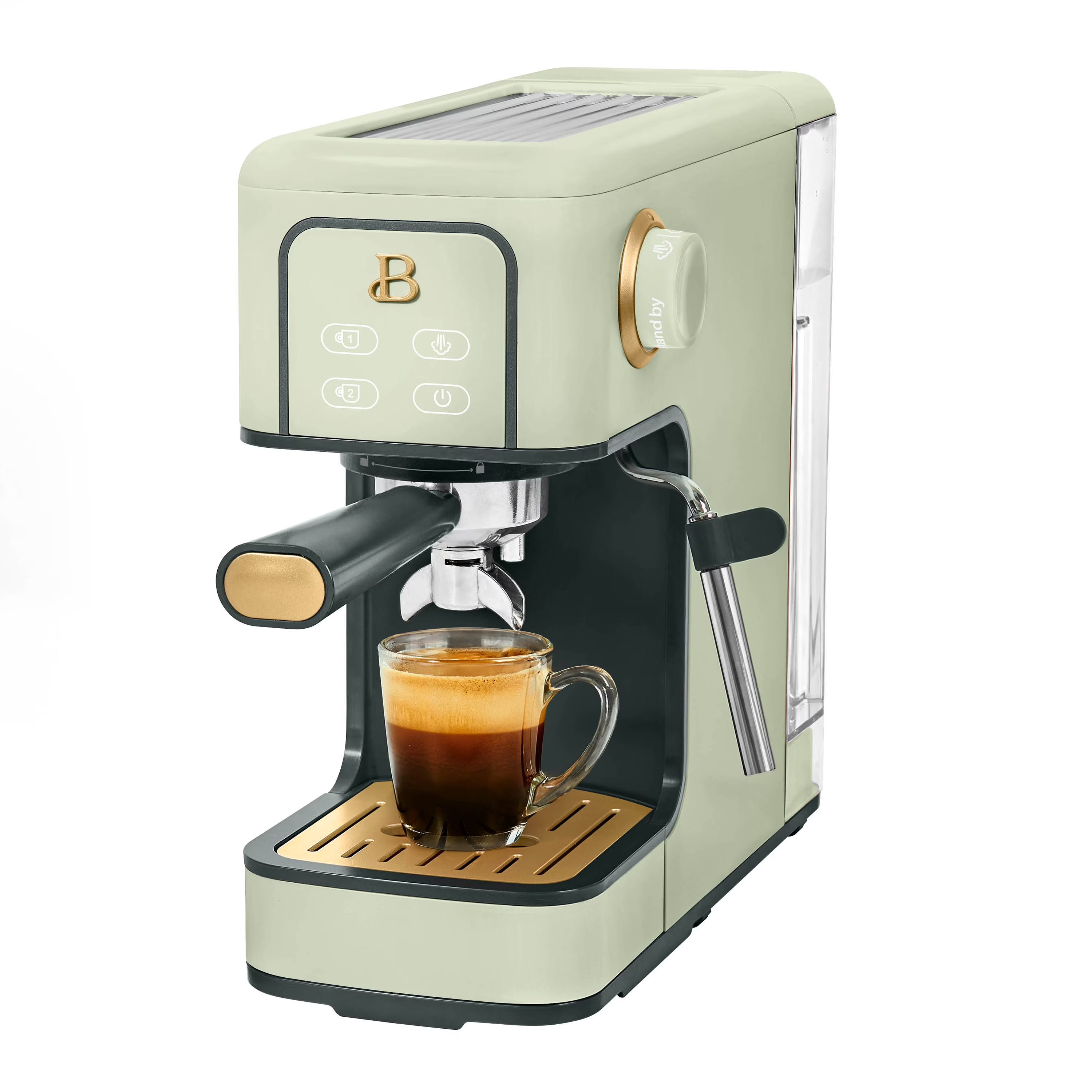 Beautiful Slim Espresso Machine with 20-Bar Pressure, Black Sesame by Drew Barrymore