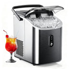 EUHOMY Nugget Ice Maker Countertop with Handle, Ready in 6 Mins, 34.5 lbs Per Day, Removable Top Cover, Auto-Cleaning, Black