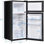 Barara King Fridge Freezer, Refrigerator,2 Doors Cold-rolled Sheet Compact Refrigerator-Black