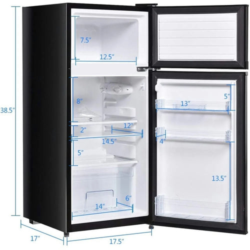 Barara King Fridge Freezer, Refrigerator,2 Doors Cold-rolled Sheet Compact Refrigerator-Black