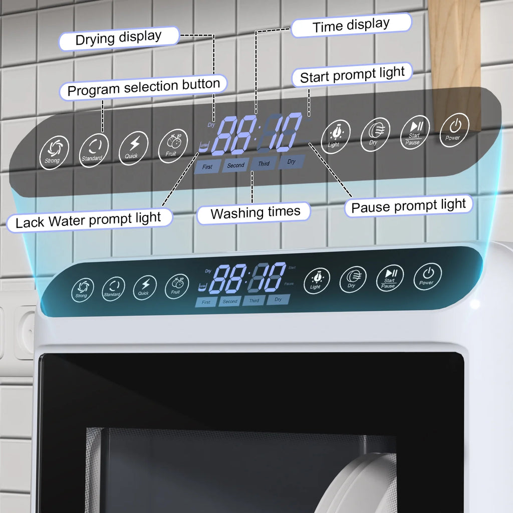 Happydeer Portable Countertop Dishwasher with 5L Water Tank, Automatic Smart Countertop Dishwasher, Mini Dishwasher with 5 Place Settings, 2-Tier Rack, 3-Spray Arm, Air-Dry Function