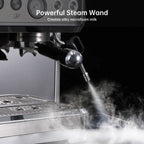 Espresso Machine with Milk Frother and Grinder, 2.5L Water Tank, Brushed Stainless Steel
