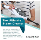 saney 10-in-1 Steam Mop - Floor Steamer with Chamber and Detachable Handle for Tile Grout, Clothes, Furniture, Hardwood, Upholstery, & Carpet, Handheld Steam Cleaner for Home Use