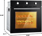 24" Electric Single Wall Oven with 8 Baking Modes 2.5Cu.ft Built-in Electric Convection Oven with Air Frying Function 3D Surround Heating with Double-Layered Glass Door 3000W Silver