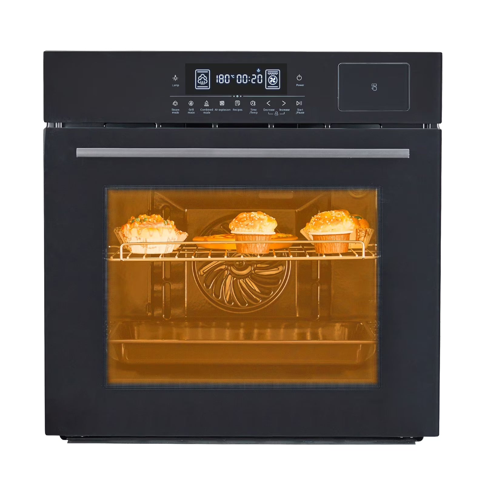 24 Inch Single Wall Oven Electric Built-In Oven, 2.5 Cu.Ft Wall Oven With Timer and Safety Lock, 3D Surround Heating, 3000W 240V, 8 Cooking Functions for Kitchen