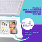DEMULLER 4.0 Cu.ft Deep Freezer Top Open Door Compact Freezer with Two Removable Storage Baskets