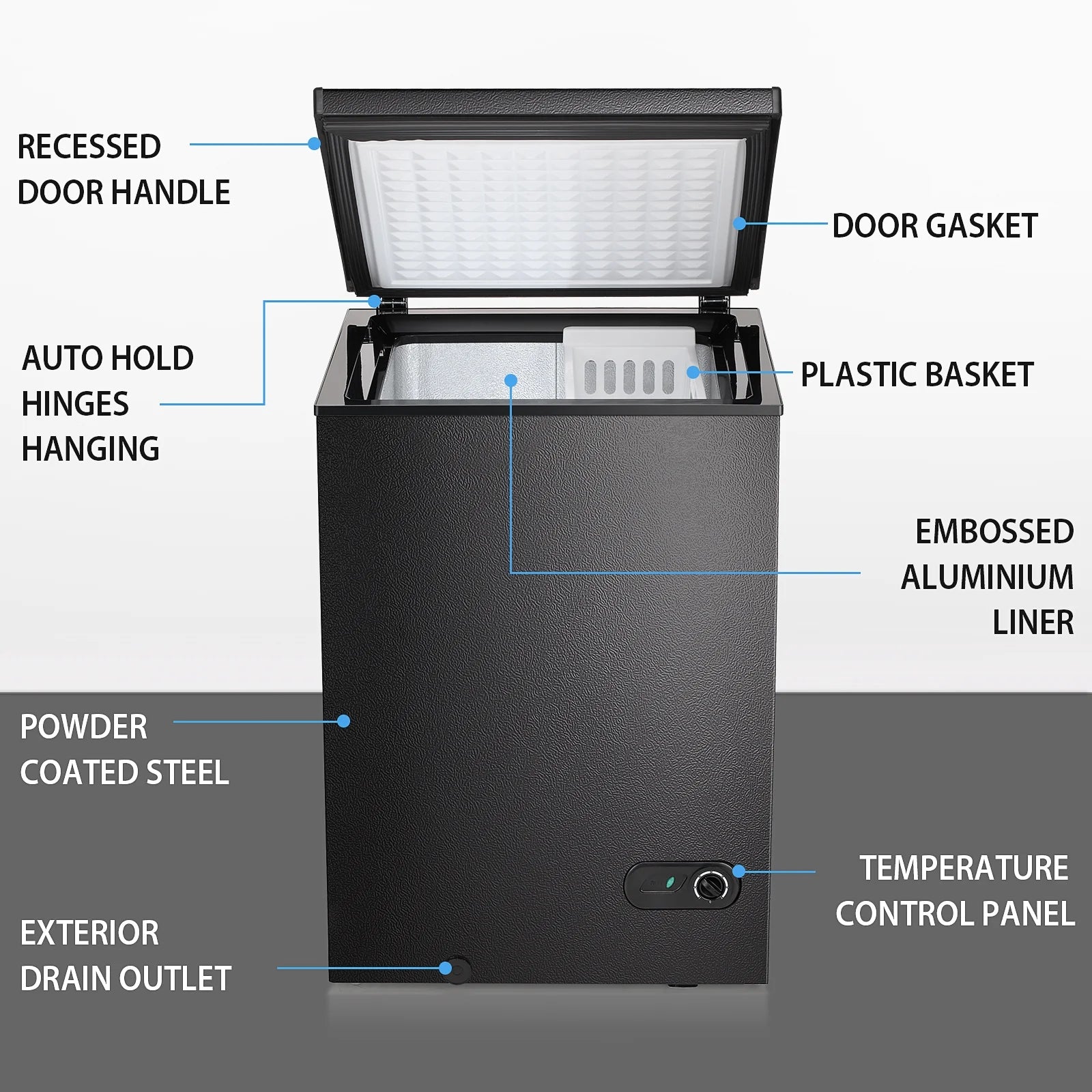Moifoi 3.5 Cu.ft Chest Freezer w/ Removable Storage Basket & Top Open Door, Energy Saving, White