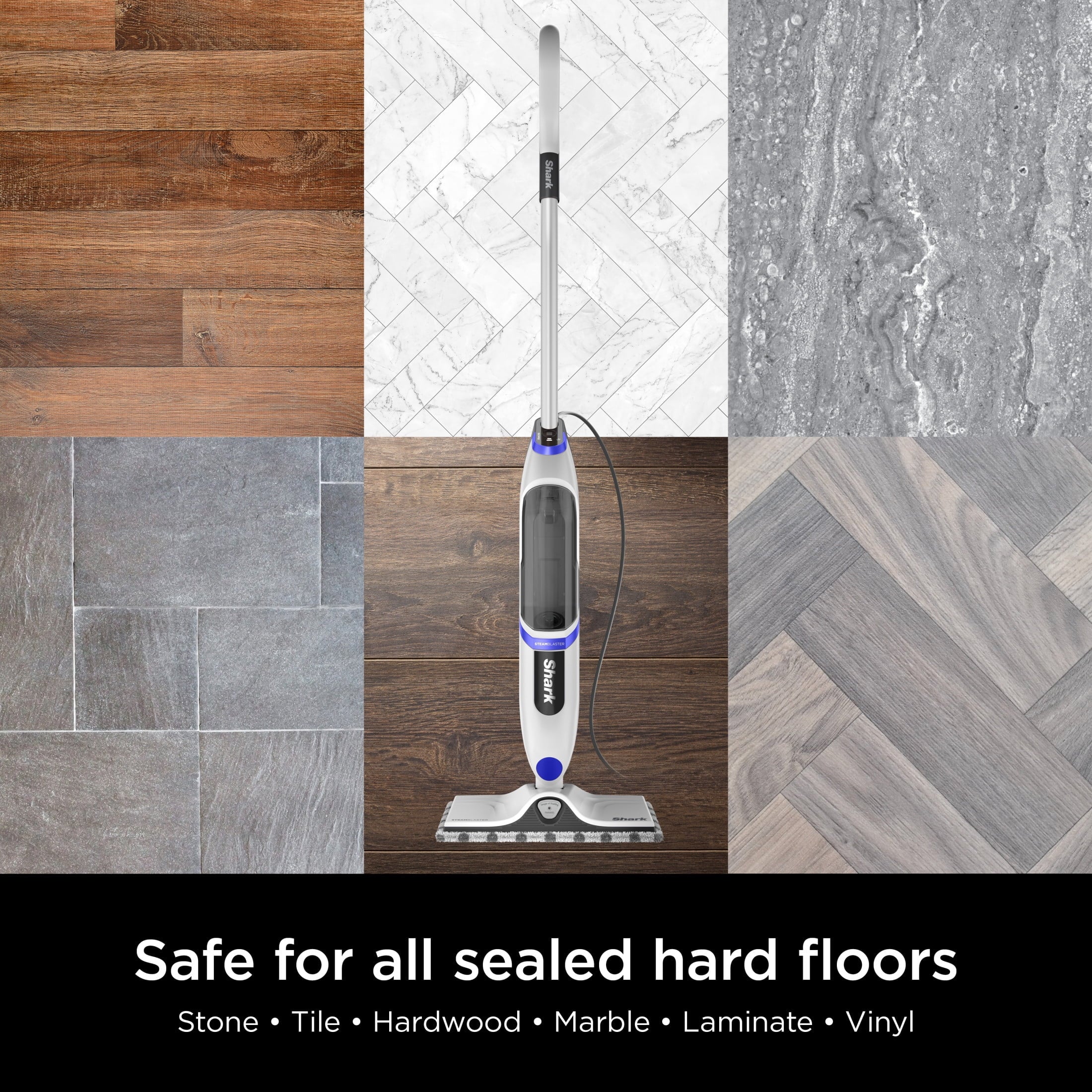 Shark SteamSpot Steam Mop with Steam Blaster for Sealed Hard Floors, XL Removable Tank, Washable Dirt Grip? Pad, 2  Modes,S2000