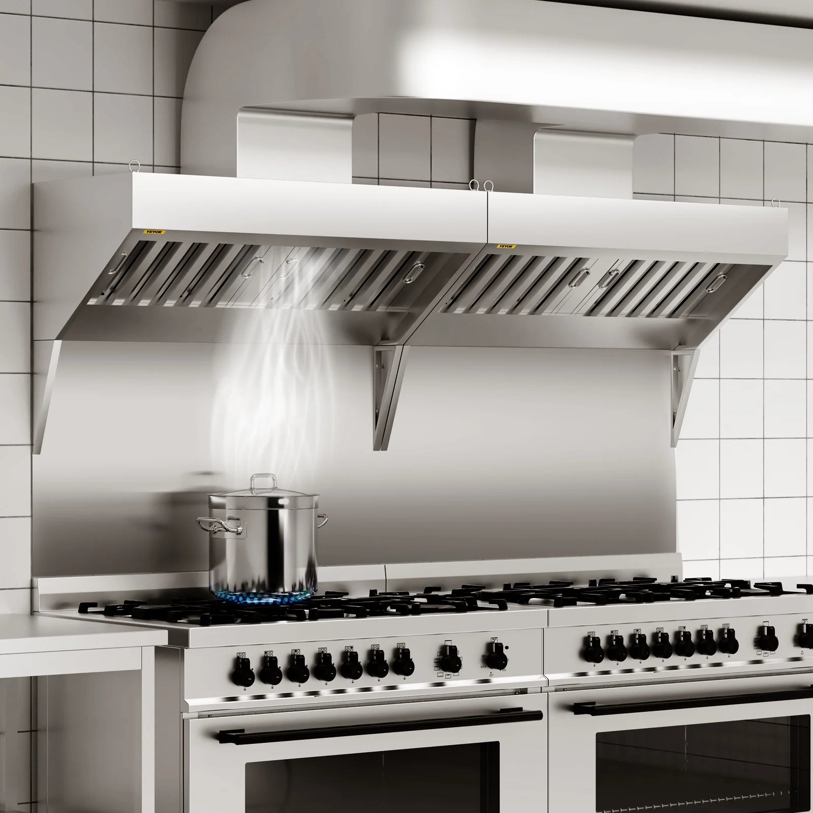 BENTISM Commercial Exhaust Hood 4ft Food Truck Hood Exhaust 201 Stainless Steel