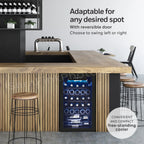 Honeywell 34 Bottle Compressor Wine Cooler, Large Freestanding Wine Cellar for Red, White, Champagne, Digital Temperature Control, Stainless Steel
