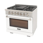 Professional 36-in Natural Gas Range in White with True Simmer Burners