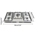 Kitchen Cooktop 34" Built-In Stove Top 5 Burners Gas Cooktop Kitchen NG Gas Cooking Easy Clean Stainless Steel 5 Burners Built-In Stove Cooktop Gas NG/LPG Hob Cooker Natural Gas Stove Kitchen