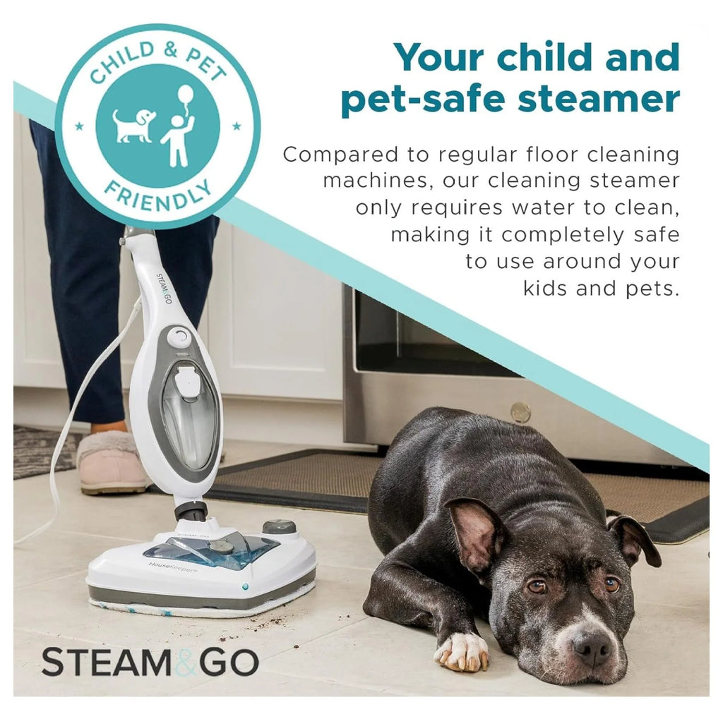 WDNMD9418 10-in-1 Steam Mop - Floor Steamer with Chamber and Detachable Handle for Tile Grout, Clothes, Furniture, Hardwood, Upholstery, & Carpet, Handheld Steam Cleaner for Home Use
