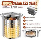 30QT Stainless Steel Turkey Fryer Kit, Stainless Steel Stand with 55,000BTU Propane Burner Stove, Waterproof Cover & Skimmer, Turkey Deep Fryer Pot, Outdoor Fish Fryer, Crawfish Boiler