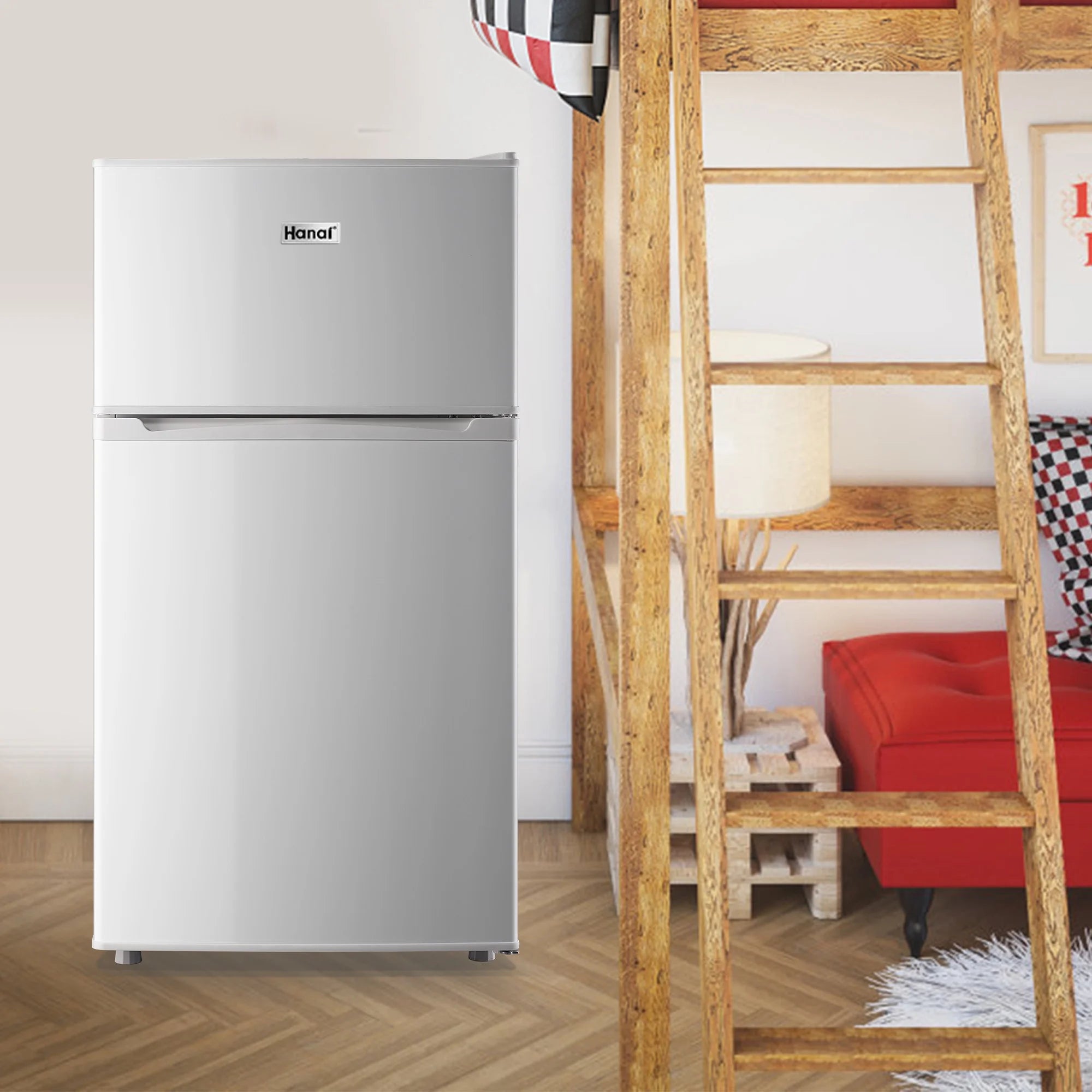 2 Door Mini Fridge with Freezer,3.5Cu.ft Small Freezer,7 Adjustable Thermostat,Blue,New