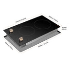 KFFKFF 2 Burner Built-in Electric Cooktop, 3500W Electric Ranges with 12 Heat Levels, Glass Top, Automatic Power-Off, Regulated by Knobs