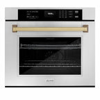 ZLINE 30 in. Autograph Edition Professional Convection Single Wall Oven with Air Fry and Self Clean in Stainless Steel with Champagne Bronze Handle (WASZ-30-CB)