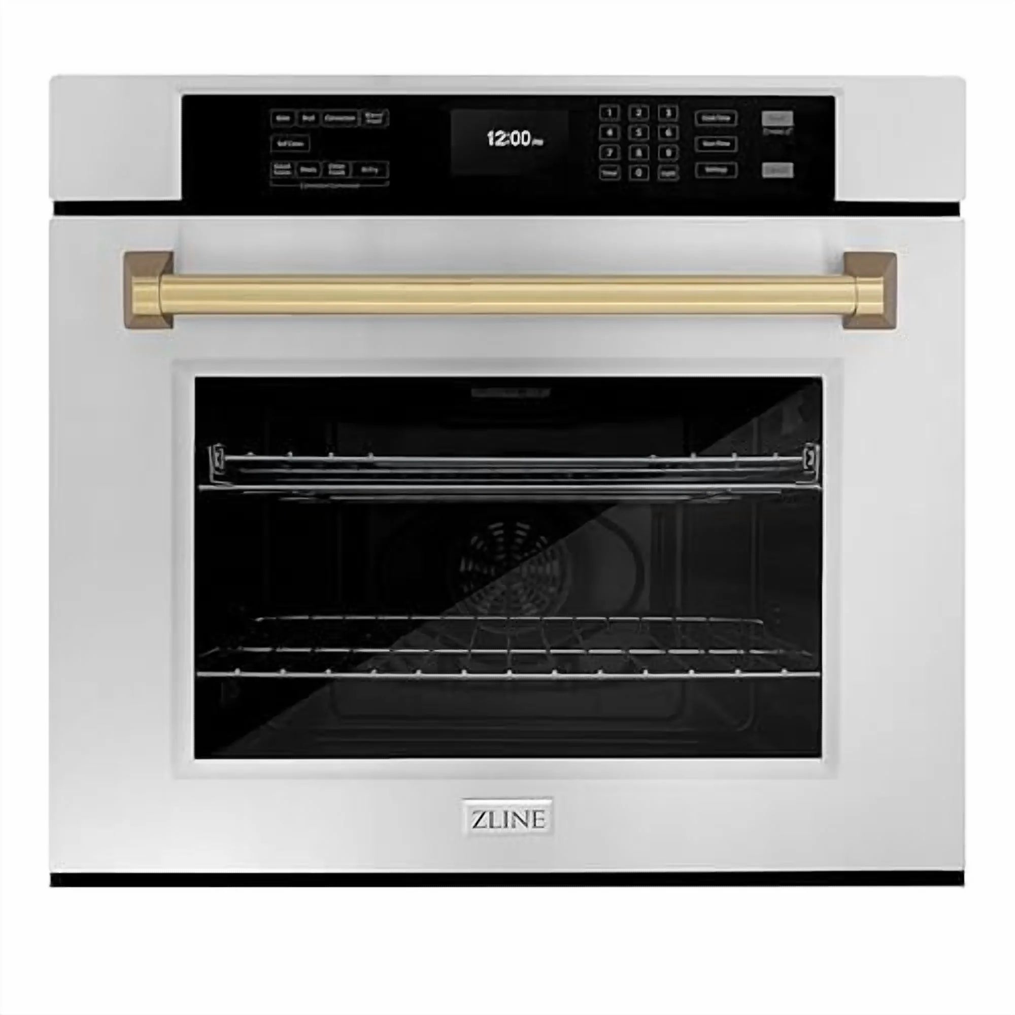 ZLINE 30 in. Autograph Edition Professional Convection Single Wall Oven with Air Fry and Self Clean in Stainless Steel with Champagne Bronze Handle (WASZ-30-CB)