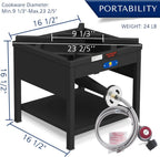 64QT Stainless Steel Seafood Boiling Turkey Fryer Kit with Strainer and Propane Stove with 200,000BTU and 36" Large Spoon (Stockpot+Stove+Large Spoon)