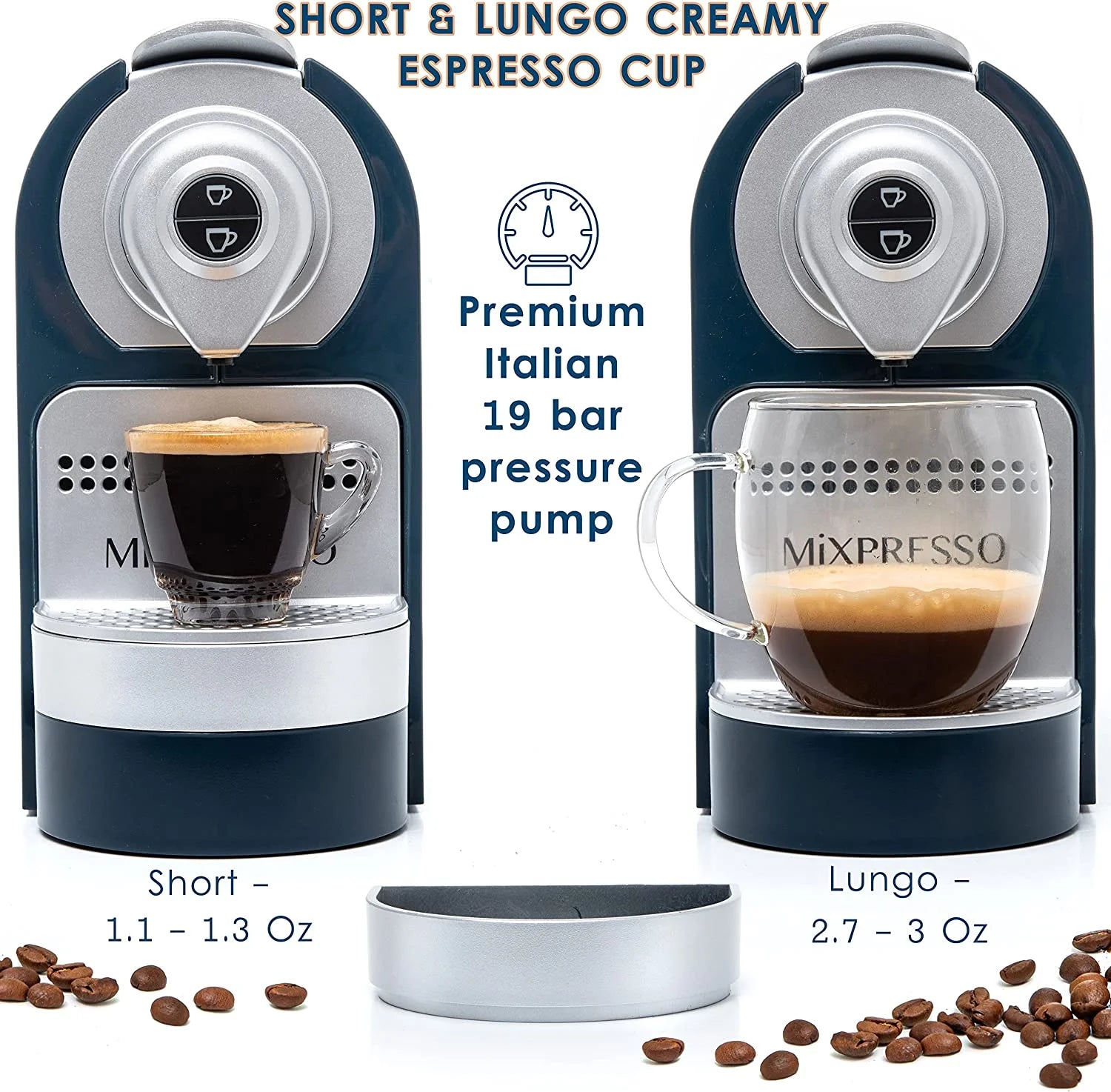 Mixpresso Espresso Machine for Nespresso Compatible Capsule, Single Serve Coffee Maker Programmable for Espresso Pods, Premium Italian 19 Bar High Pressure Pump 27oz 1400w Black Coffee Maker