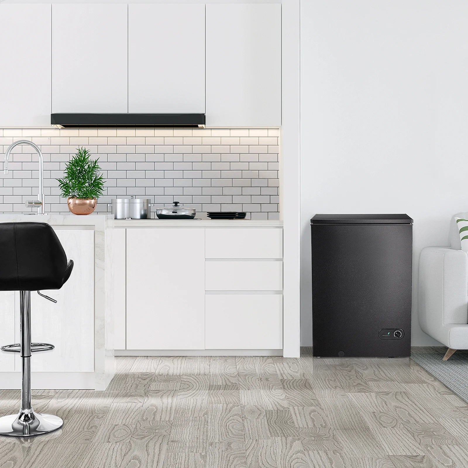 Moifoi 3.5 Cu.ft Chest Freezer w/ Removable Storage Basket & Top Open Door, Energy Saving, White