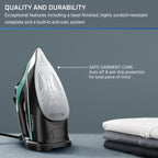 Rowenta Steam Force+ Iron for Clothes, Stainless Steel Soleplate, 1850 Watts, 400 Microsteam Holes, Garment Steamer, Black & Blue, DW9440U1