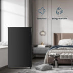 Seaoola Mini Fridge with Freezer, Single Door 4.4 Cu.Ft, Compact Mini Refrigerator, LED Light, Adjustable Thermostat, Removable Glass Shelves, Small Refrigerator for Dorm/Office/Bedroom(Black)