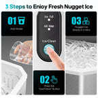 Fenbeli 26lbs/24H Countertop Ice Maker Machine with Handle, Portable Ice Maker Machine with Auto-Cleaning, Black