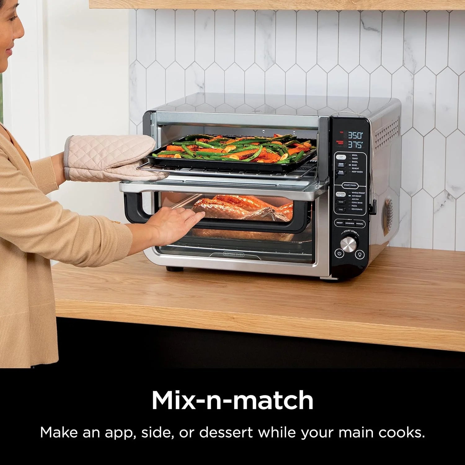 Restored Ninja DCT401 12-in-1 Double Oven with FlexDoor, FlavorSeal & Smart Finish, Rapid Top Convection, Air Fry Bottom , Bake, Roast, Toast, Stainless Steel (Refurbished)