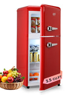 Krib B Compact Refrigerator 3.5 Cu.ft, Mini Fridge with Freezer, Modern Fridge with Dual Door, 7 Grade Temperature Adjustment, Silver