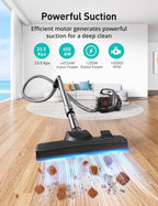 Canister Vacuum Cleaner, 30Kpa Powerful Suction, Bagless with 3.7QT Large Dust Cup, Auto Cord Rewind, HEPA Filter, 5 Attachments, Lightweight Vacuum for Pet Hair, Hard Floors & Car