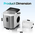 Fenbeli 26lbs/24H Countertop Ice Maker Machine with Handle, Portable Ice Maker Machine with Auto-Cleaning, Black