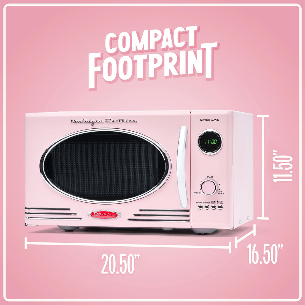 Nostalgia Retro Microwave for Countertop 0.9 cu ft Vintage Microwave, Ivory