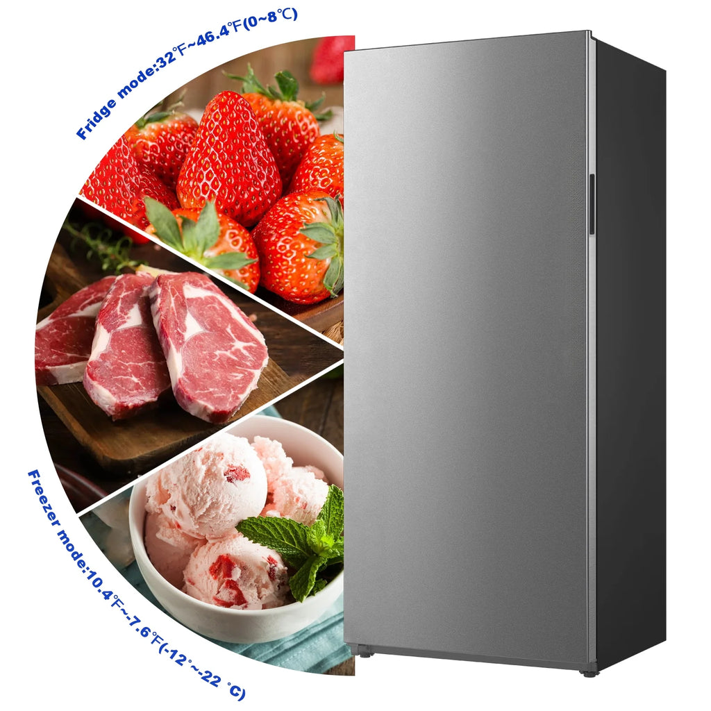 FORT�� 33 Inch Upright 21 Cu ft Freezer in Stainless Steel F21UFLESSS Left Door Fridge