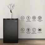 Costway 3.2 Cu.Ft. Compact Refrigerator Mini Dorm Small Fridge Freezer Reversible Door