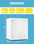 WANAI 3.5 Cu.ft Chest Freezer Small Deep Freeze with 7 Gears Temp Control Office Dorm Kitchen White