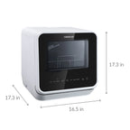 Farberware Portable Dishwasher with Built-In Water Tank with Baby Care and Fruit Wash Settings in White w/ 6-Place Setting Capacity, FDW05ASBWHA