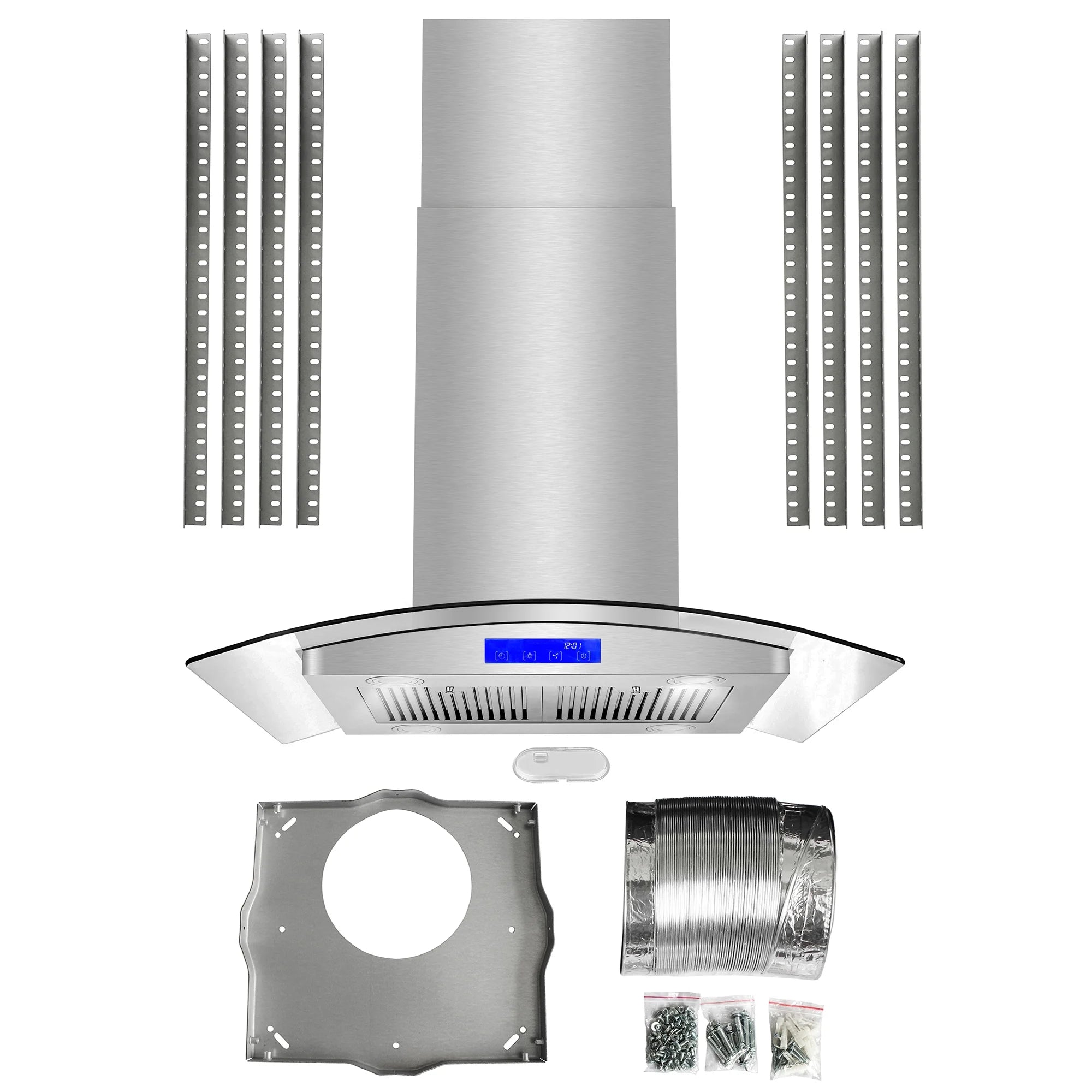 Cosmo 30 in. Ducted Island Range Hood in Stainless Steel with LED Lighting and Permanent Filters