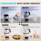 Livatro Electric Milk Frother, 14-in-1 Milk Frother | Twin Cup (20.3 oz & 13.5 oz) | Memory Function | Automatic Hot & Cold Milk Frother Heater