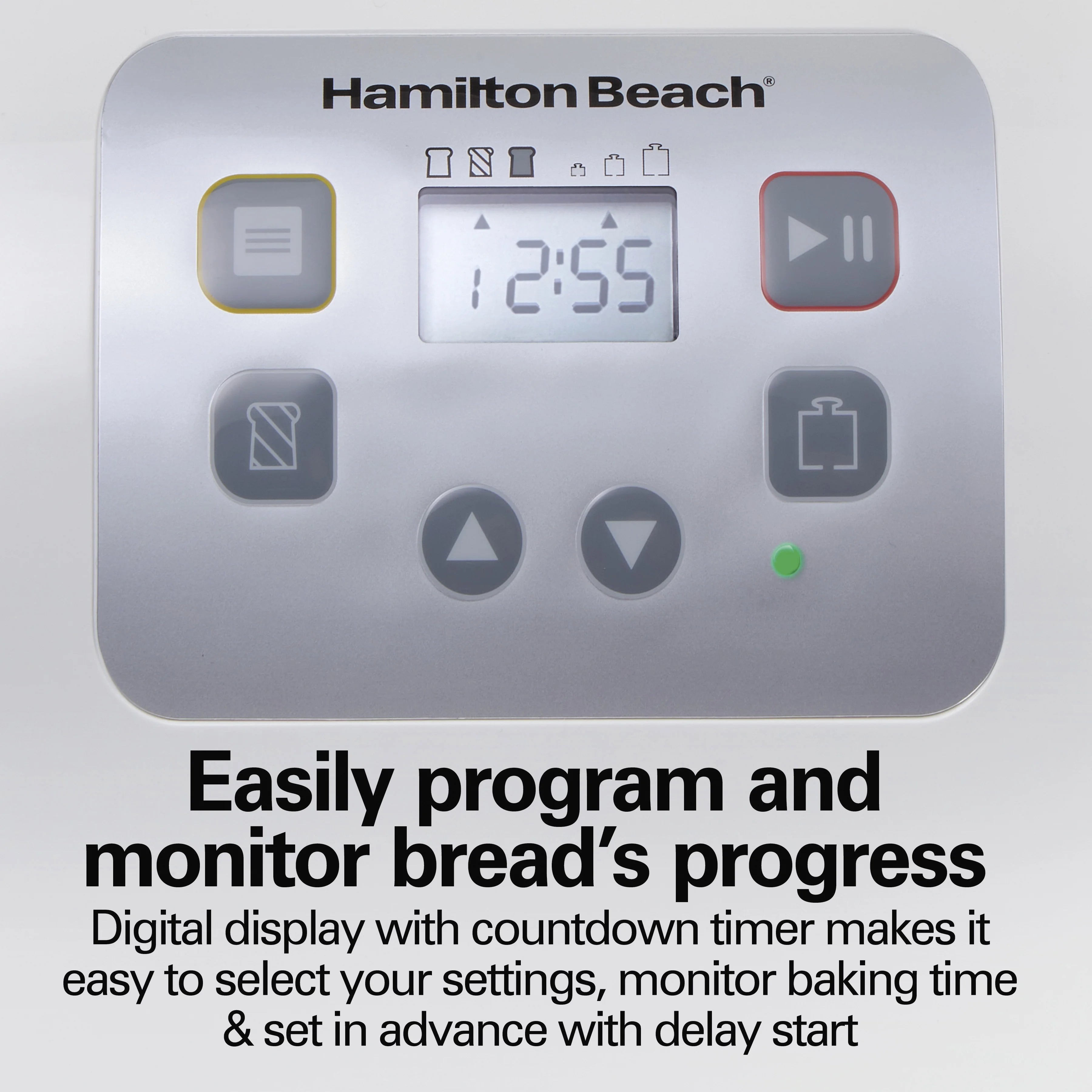 Hamilton Beach 2 lb Bread Maker Machine with 12 Settings Plus Gluten Free, White