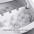 Costway Silver Portable Compact Electric Ice Maker Machine Mini Cube 26lb/Day