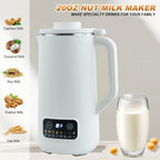 Nut Milk Maker Machine, 20 oz Automatic Milk Machine with 10 Blades, Plant-Based Milk, Oat, Soy, Dairy Beverages, Soy Milk Maker with 12 Hours Timer/Keep Warm/Auto-clean(White)