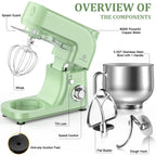 LINKChef Stand Mixer, 5.3QT 800W 6+P Speeds with Whisk, Dough Hook and Beater (White)